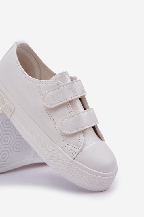 Dziecięce Skórzane Trampki Na Rzep BIG STAR KK374055 Białe