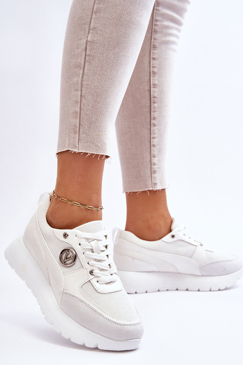 Damskie Sneakersy Na Platformie Białe Chana