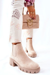 Ocieplane Botki Na Obcasie Beżowe Madge