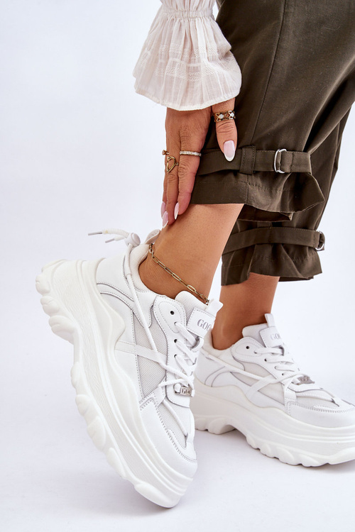 Buty Sportowe Na Masywnej Platformie GOE LL2N4029 Białe