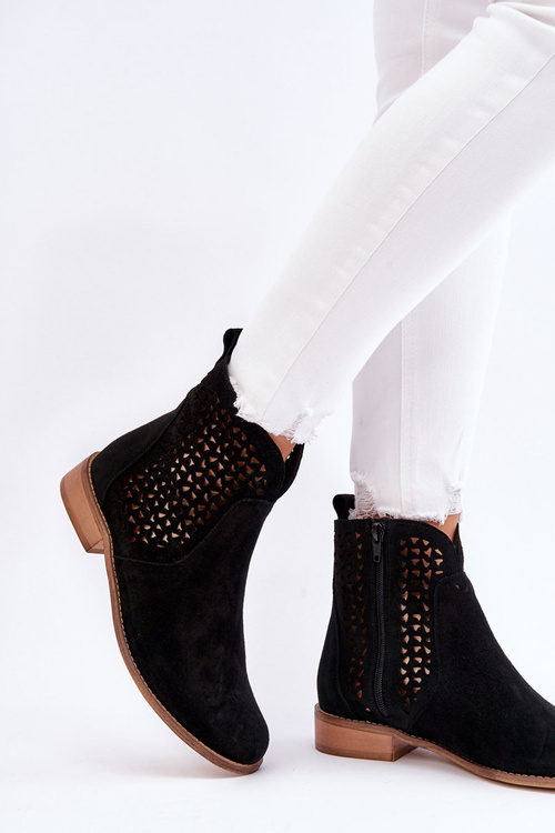 Zamszowe Botki Nicole 2791/028 Czarne