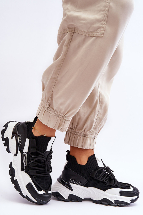 Damskie Sneakersy Skarpetkowe Wsuwane Czarne Keaton