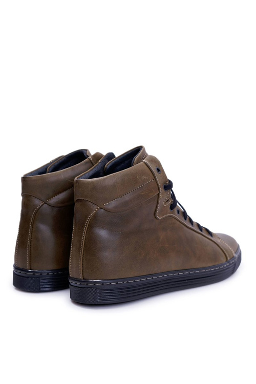 Męskie Skórzane Tenisówki Bednarek Oliwkowe Edys