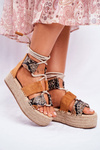 Espadryle Damskie Na Platformie Lniane Snake India