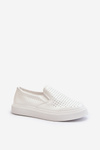 Ażurowe Trampki Slip-on Damskie Białe Echossia