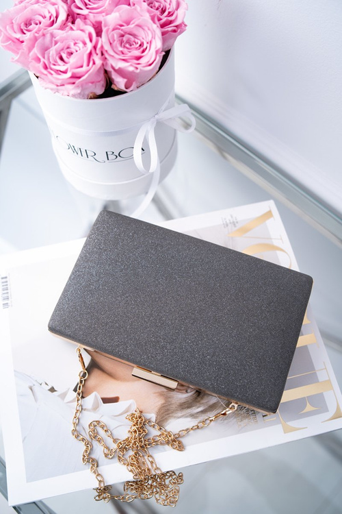 Damska Torebka Wieczorowa Brokatowa Grafit