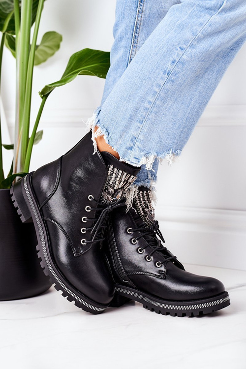 Ocieplane Workery Z Cyrkoniami Czarne Attention