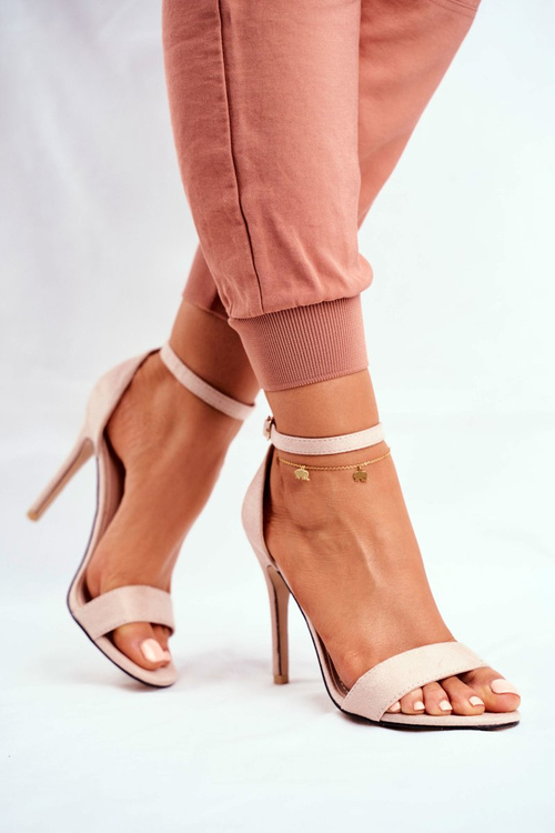 Zamszowe Sandały Na Szpilce Beżowe Liberty