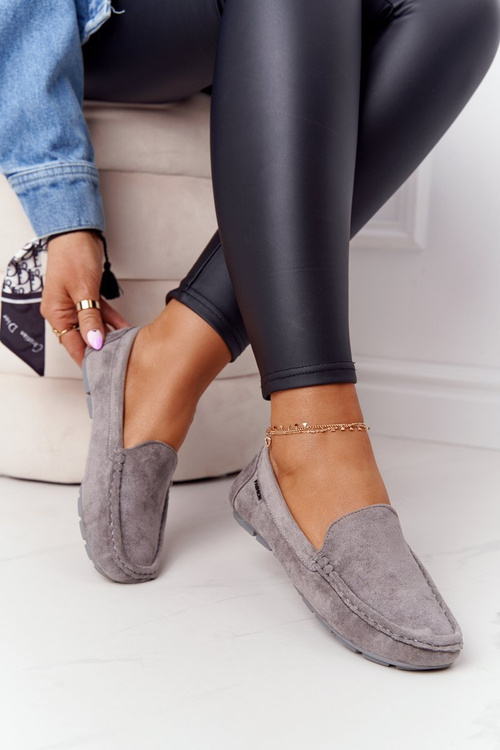Damskie Zamszowe Mokasyny Szare San Marino