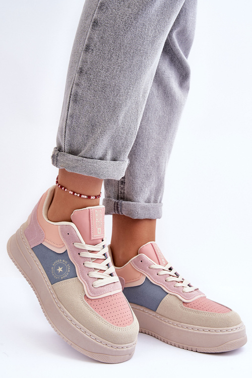 Buty Sportowe Damskie Big Star MM274233 Różowo-Beżowe