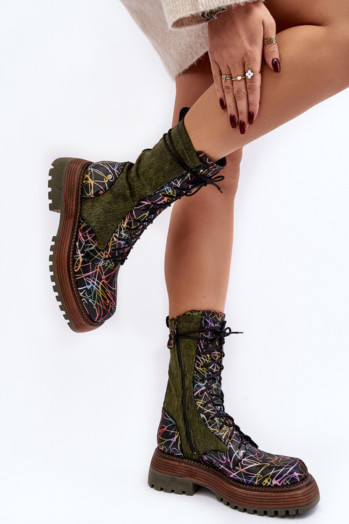 Damskie Skórzane Botki Workery Maciejka 06203-09 Multikolor