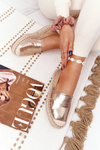 Skórzane Espadryle Na Plecionej Podeszwie Big Star HH274503 Złote