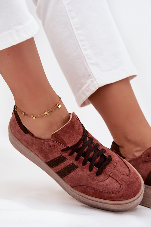 Zazoo N1068S2 Damskie Zamszowe Sneakersy Na Platformie Brązowe