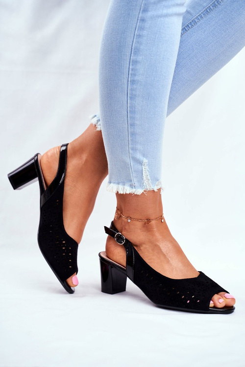 Sandały Damskie Na Obcasie Sergio Leone Czarne SK832