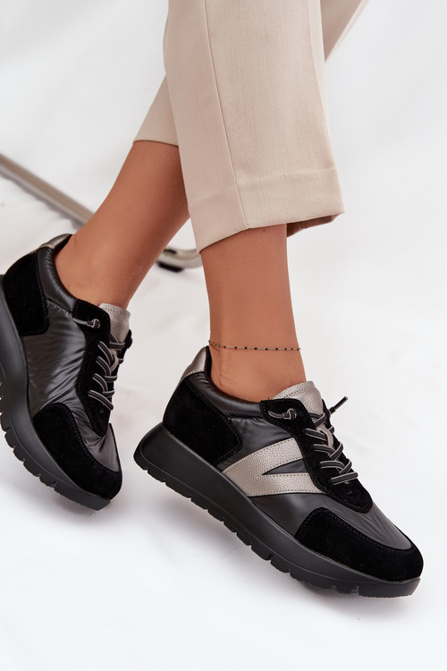 Sneakersy Damskie Na Platformie Vinceza 58561 Czarne