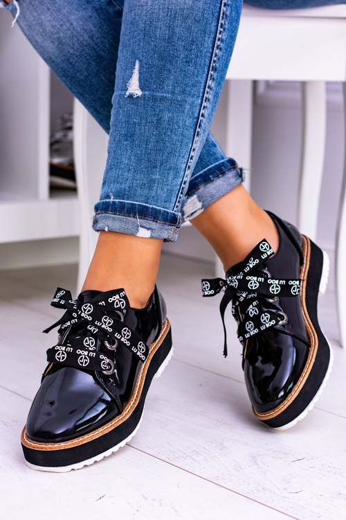 Lu Boo Czarne Damskie Półbuty Moonlight