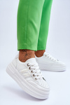 Modne Damskie Sneakersy Na Platformie Białe Claribel