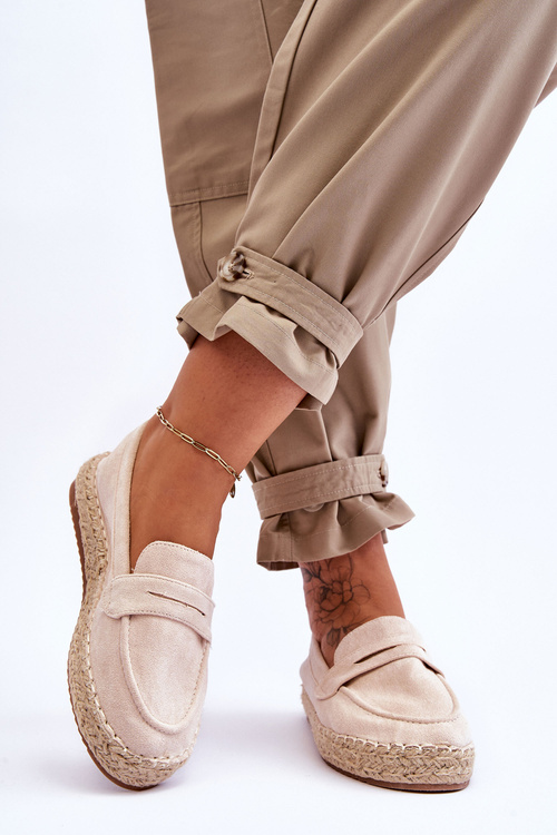 Damskie Zamszowe Espadryle Jasnobeżowe Keyla