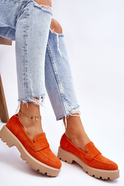 Klasyczne Zamszowe Półbuty Mokasyny Pomarańczowe Corrin