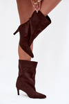 Wsuwane Botki Damskie Na Szpilce Czekoladowe Solvienne