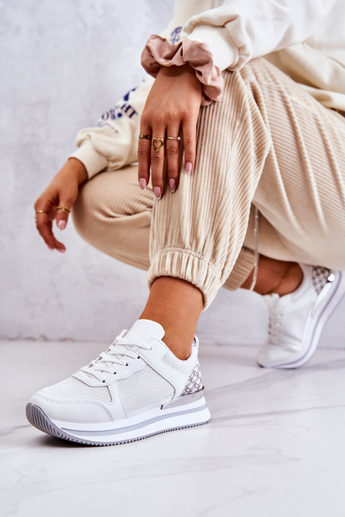 Damskie Klasyczne Buty Sportowe Na Koturnie Białe Advanced
