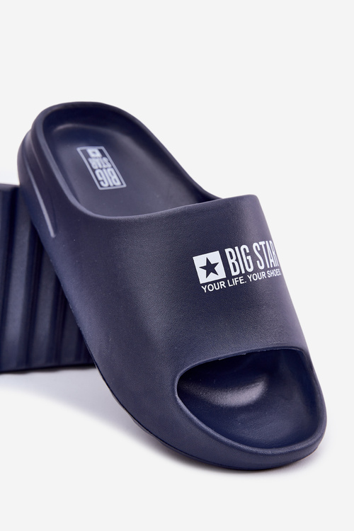 Piankowe Klapki Męskie Z Logo Big Star RR174A014 Granatowe