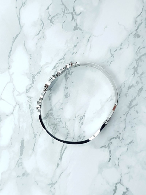 Damska Bransoleta Stalowa Perłowe Kamienie Srebrna Dione