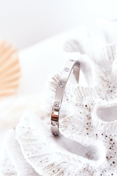 Bransoletka Stalowa Z Dużymi Cyrkoniami Srebrna