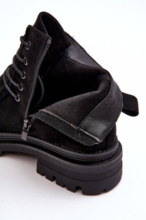 Damskie Botki Trapery Na Suwak Czarne Apolosi