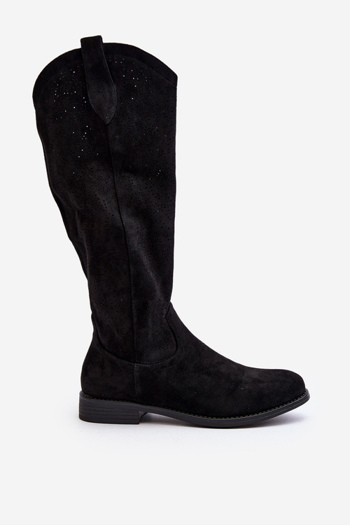 S.Barski HY66-132 Kozaki Damskie Ażurowe Czarne