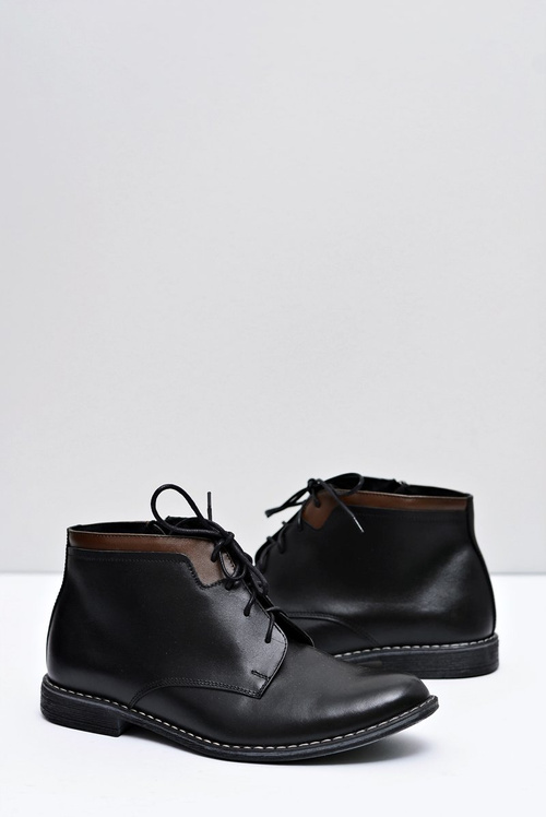 Męskie Botki Wysokie Ciepłe Z Zamkiem Czarne Mendez