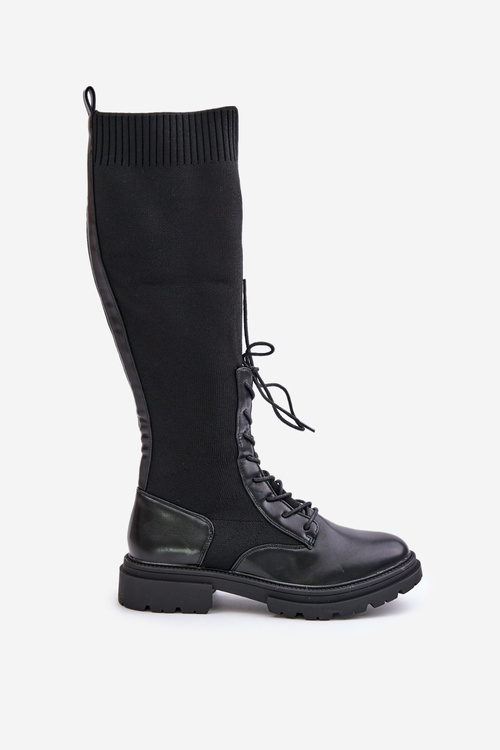 Wsuwane Kozaki Ze Skarpetkową Cholewką Czarne Iranel