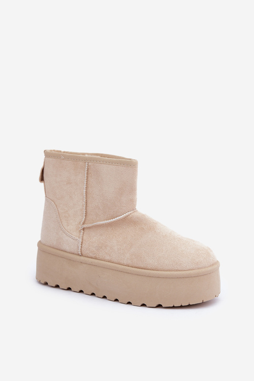 Damskie Śniegowce Na Platformie Jasnobeżowe Leanara