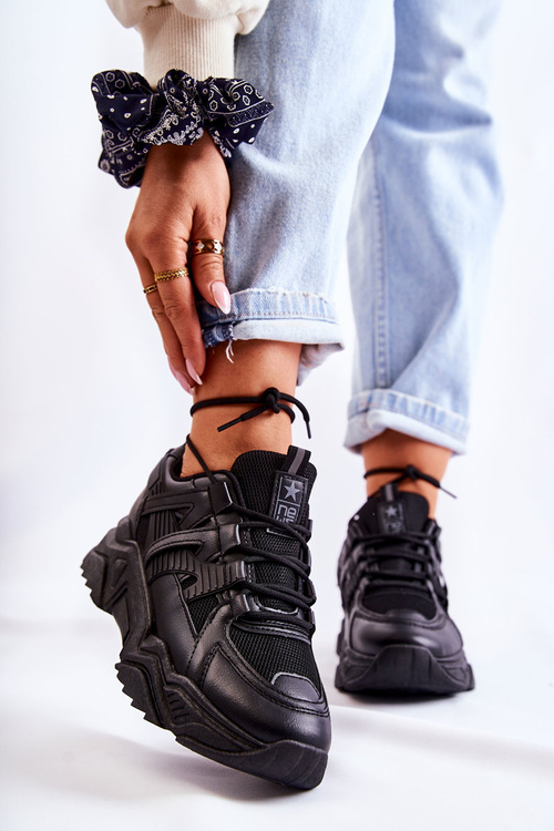 Damskie Sportowe Buty Sneakersy Czarne Daren