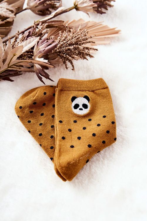 Dziecięce Skarpetki W Kropki Panda Żółte