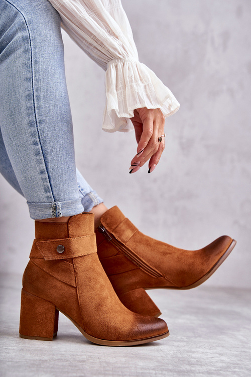 Damskie Zamszowe Botki La.Fi 260041C-SU Camel