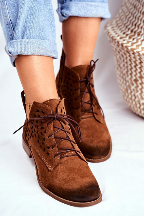 Botki Damskie Skórzane Camel Low Meridan