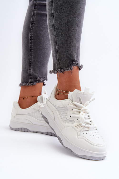 Sneakersy Damskie Na Platformie Białe Etnaria