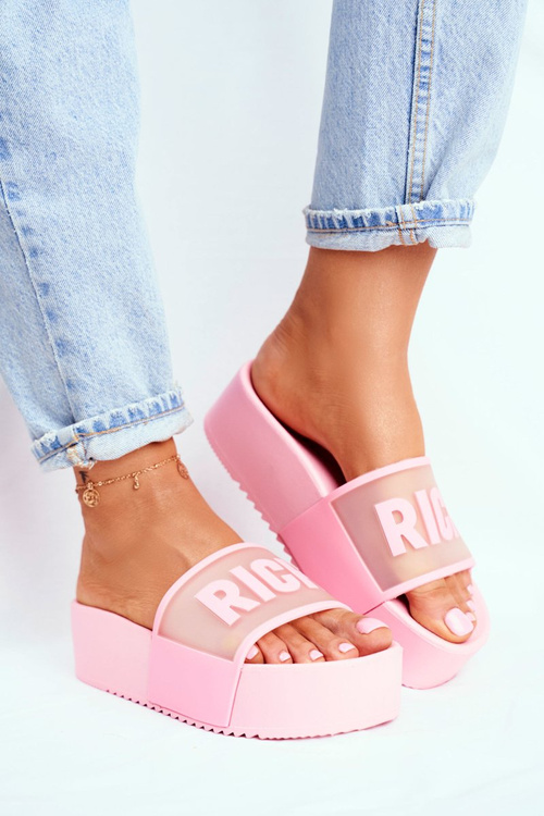 Damskie Klapki Na Platformie Różowe RICH