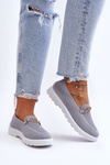 Damskie Wsuwane Tenisówki Slip-On Z Ozdobą Szare Alena