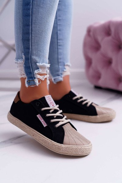 Trampki Damskie Cross Jeans Czarne DD2R4093