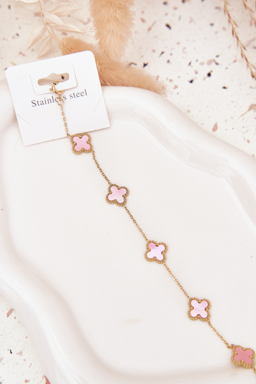 Bransoletka Z Zawieszkami Stal Nierdzewna Złoto-Różowa