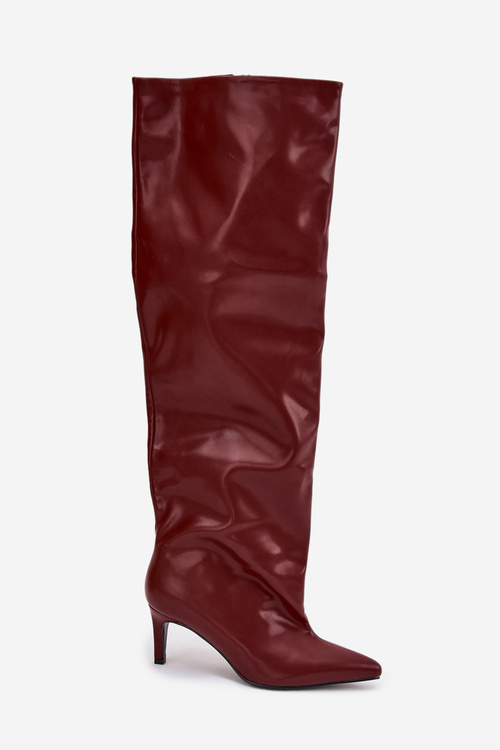 Kozaki Damskie Na Szpilce Wsuwane Bordowe Mavilla