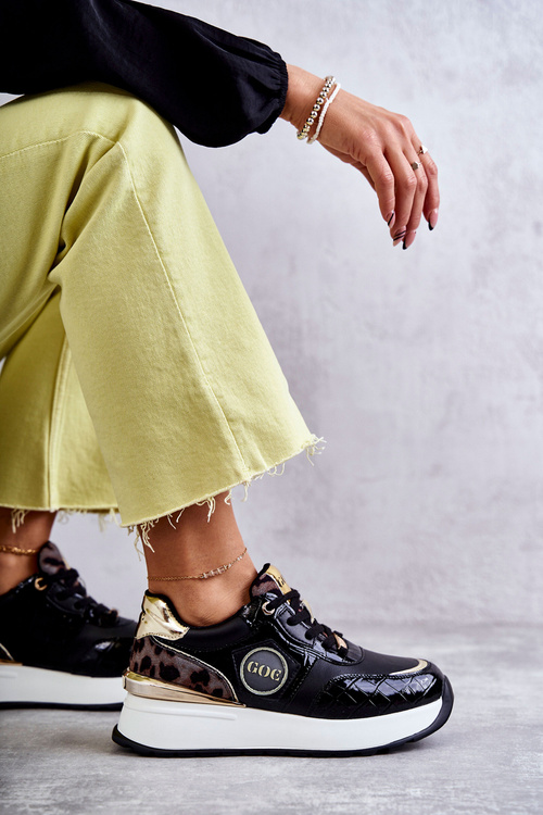 Damskie Buty Sportowe Na Koturnie GOE KK2N4085 Czarne