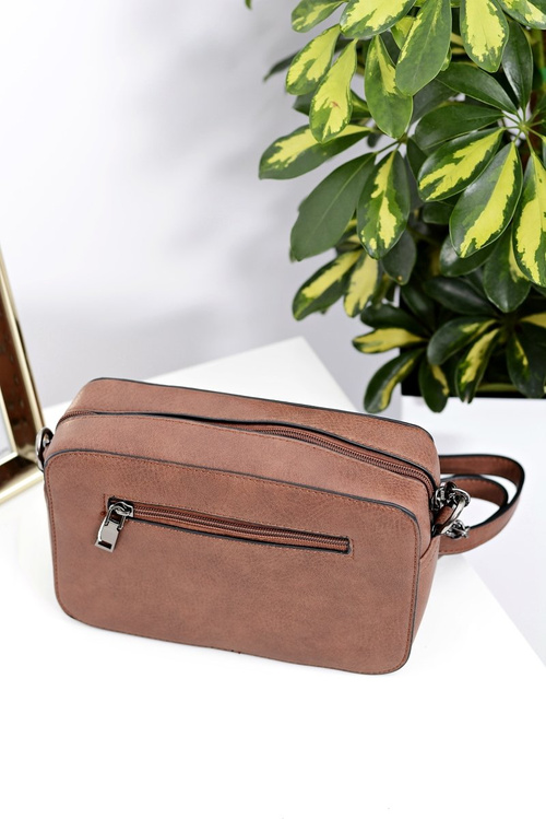 Damska Torebka Brązowa Listonoszka z Ćwiekami