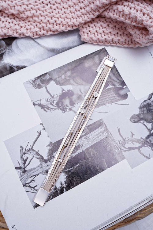 Damska Bransoleta Rzemień Beżowa Koraliki Michiko