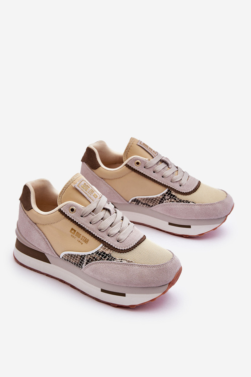Modne Sneakersy Memory Foam System Big Star LL274364 Beżowe