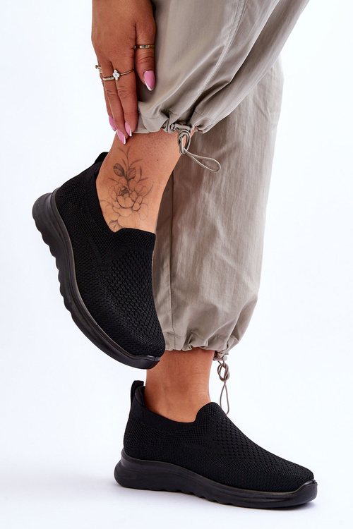 Damskie Tenisówki Materiałowe Wsuwane Czarne Adiora