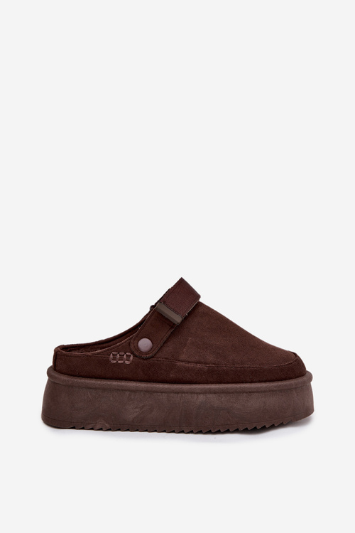 Śniegowce Damskie Na Platformie Z Rzepem Czekoladowe Jorielle