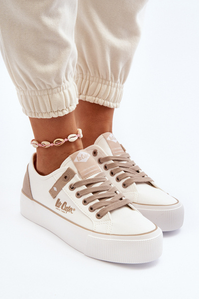 Materiałowe Trampki Damskie Lee Cooper LCW-24-31-2198 Białe